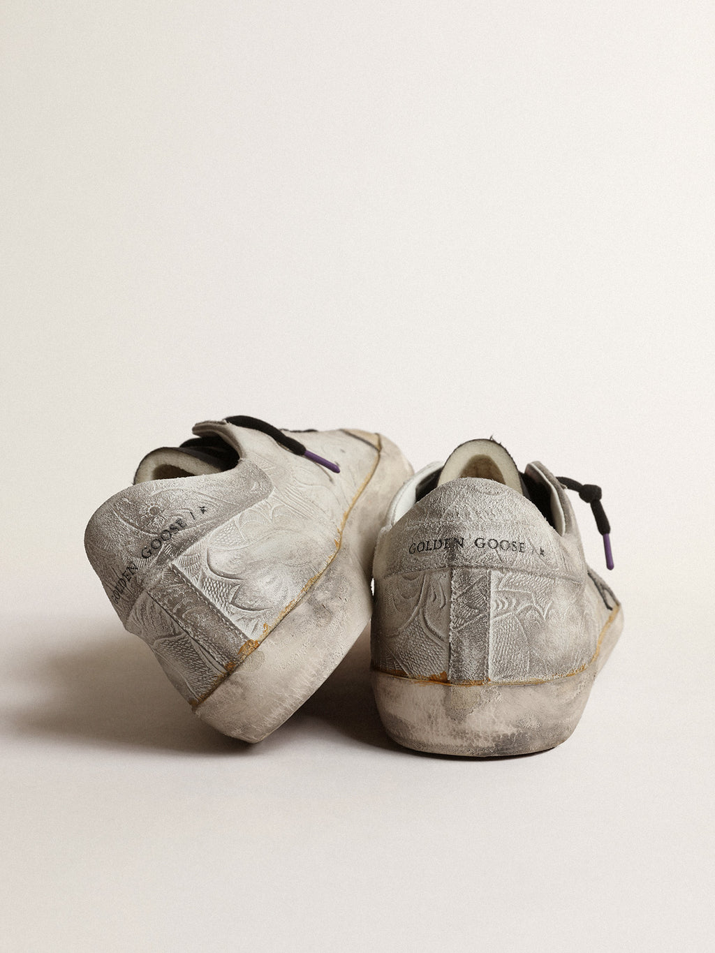 Men's Super-Star LAB with floral print and black leather star| Golden Goose