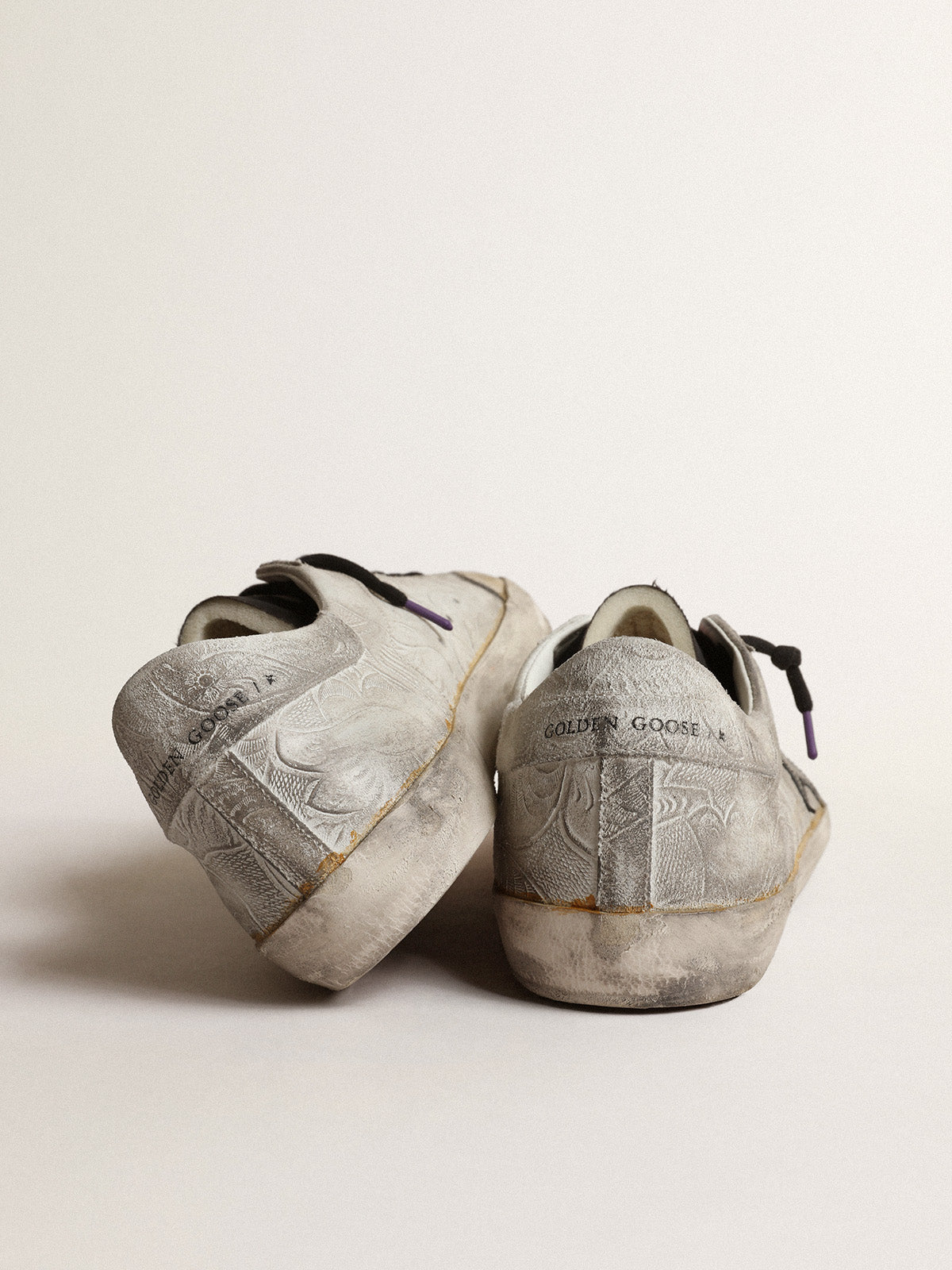 Men's Super-Star LAB with floral print and black leather star| Golden Goose