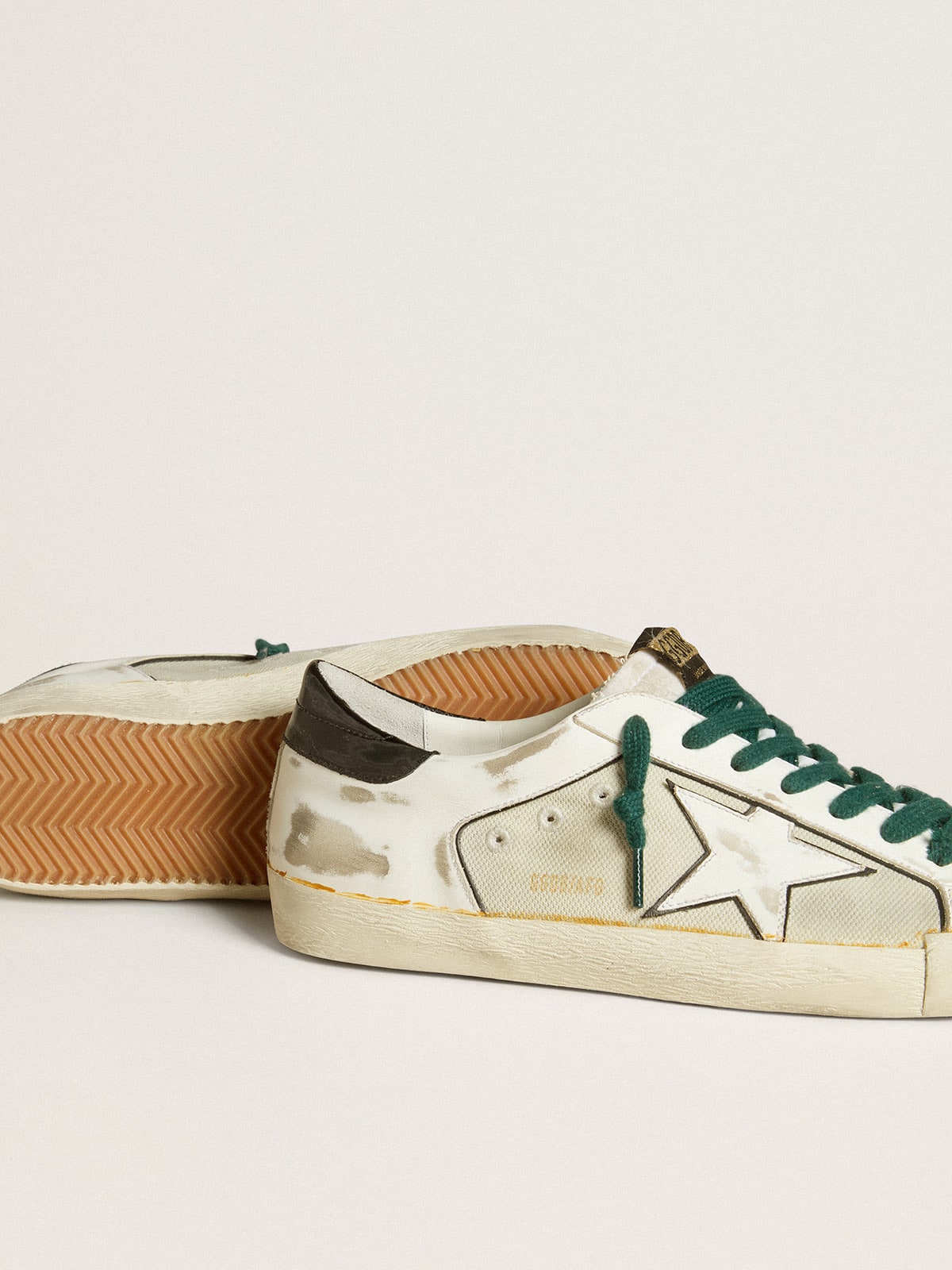 Men's Super-Star LAB in white leather with white star and black heel tab| Golden Goose