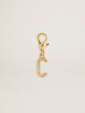 Letter C charm in gold-colored brass with crystals| Golden Goose