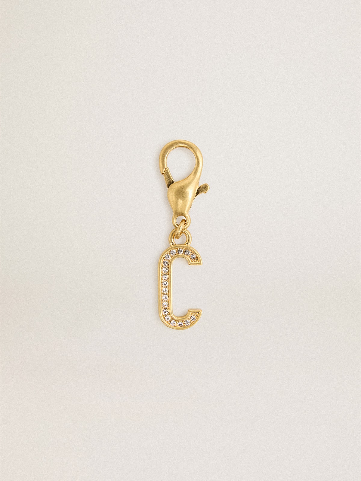 Letter C charm in gold-colored brass with crystals| Golden Goose