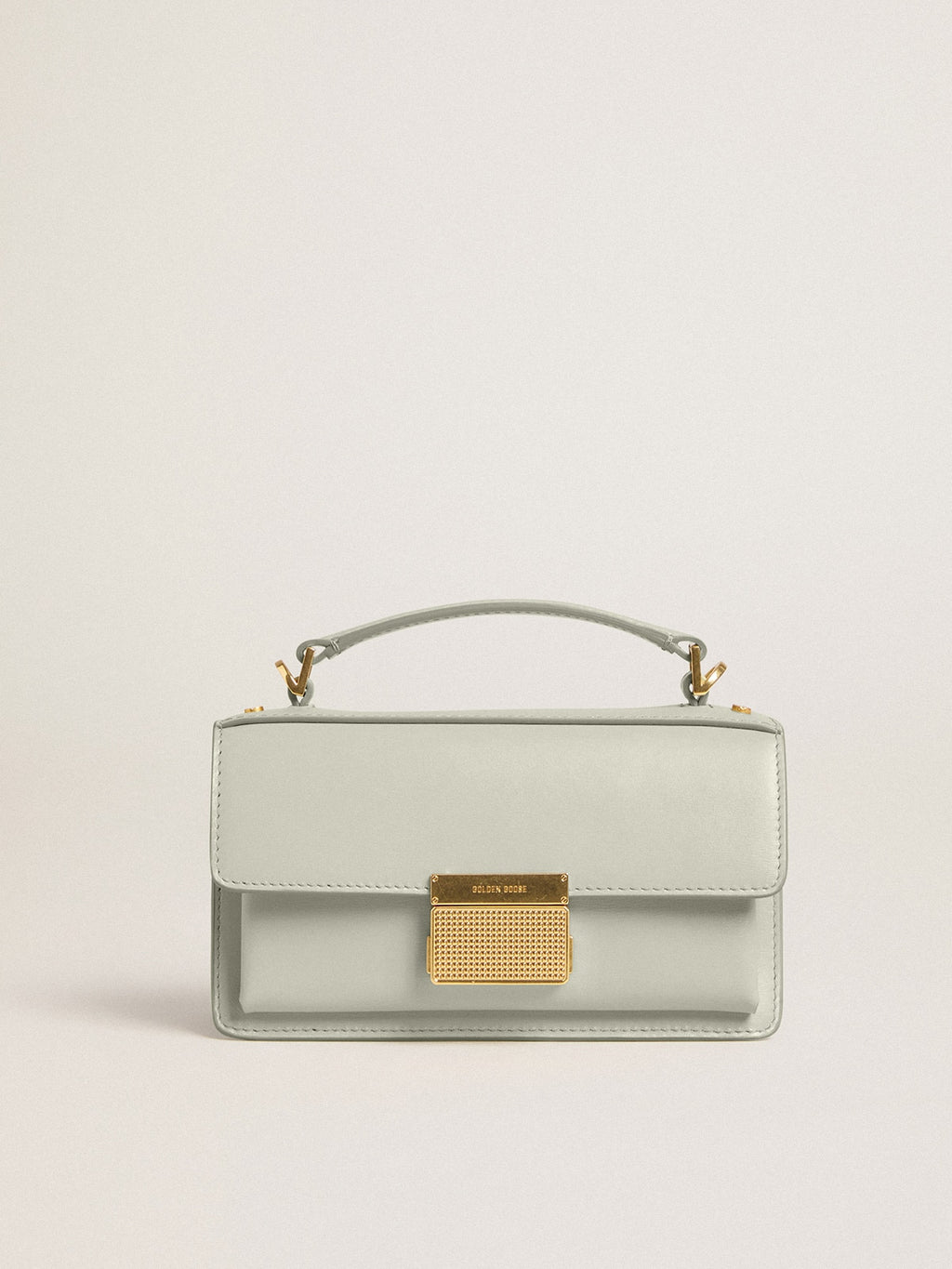 Small Venezia Bag in mineral-gray boarded leather with gold details| Golden Goose