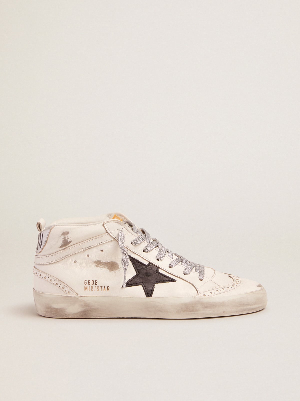Women's Mid Star with laminated heel tab and glitter laces| Golden Goose