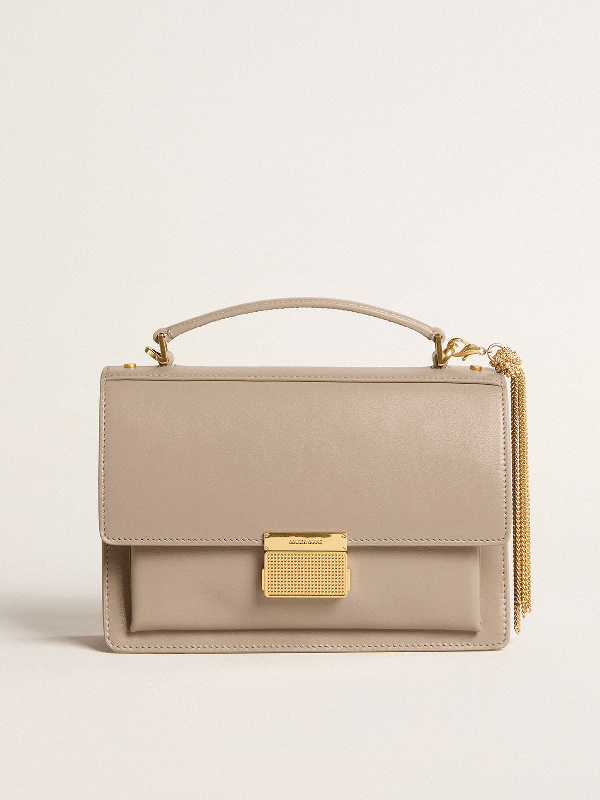 Venezia Bag in beige boarded leather with gold details| Golden Goose