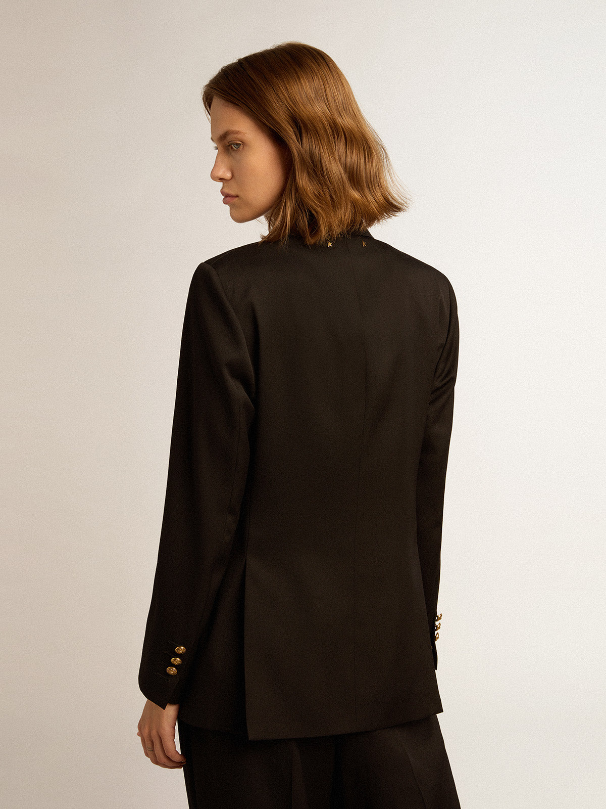 Women's black double-breasted blazer| Golden Goose