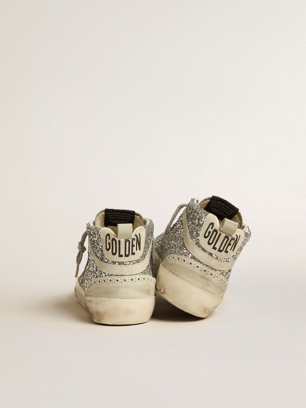 Mid Star in silver glitter with ice-gray suede star and flash| Golden Goose