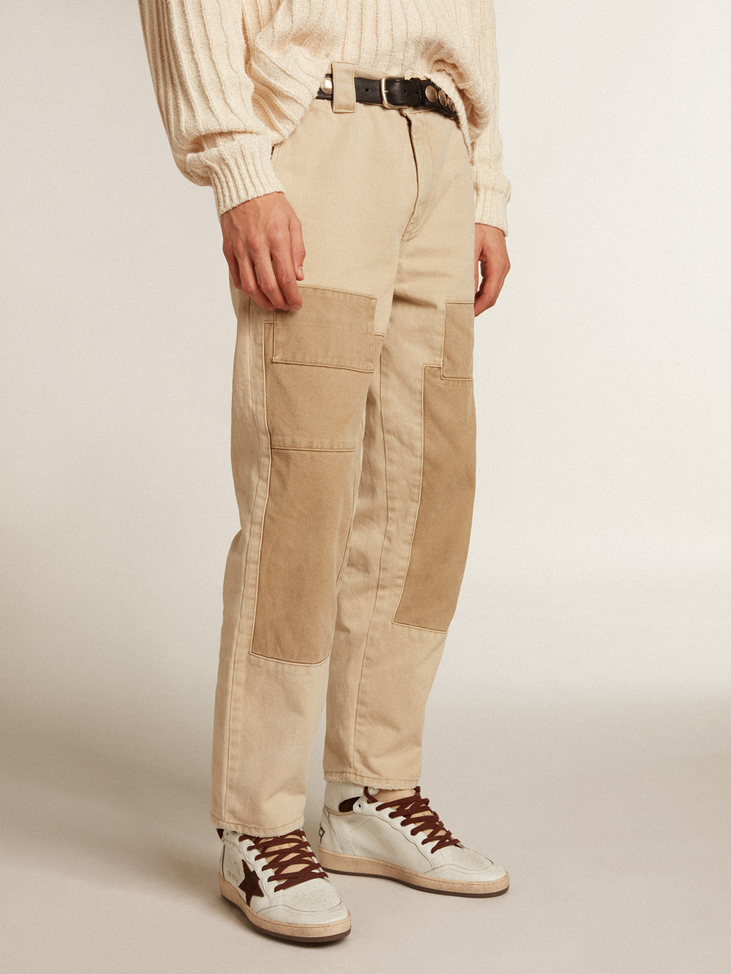 Cotton pants in beige mix| Golden Goose