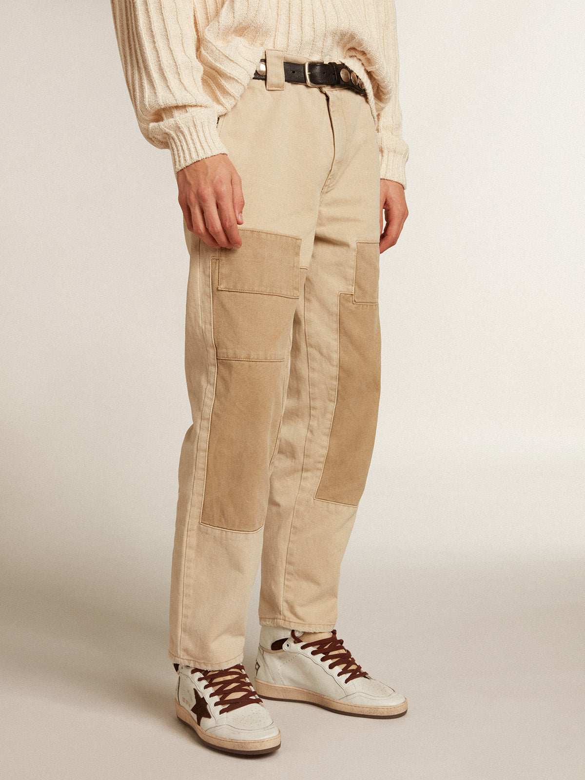 Cotton pants in beige mix| Golden Goose