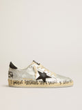 Ball Star LTD in silver leather with gray suede star and heel tab| Golden Goose