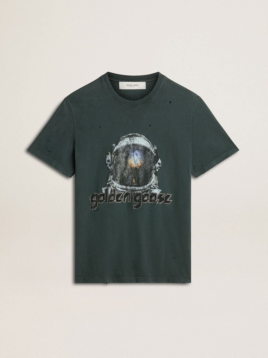 Black T-shirt with multicolor print| Golden Goose