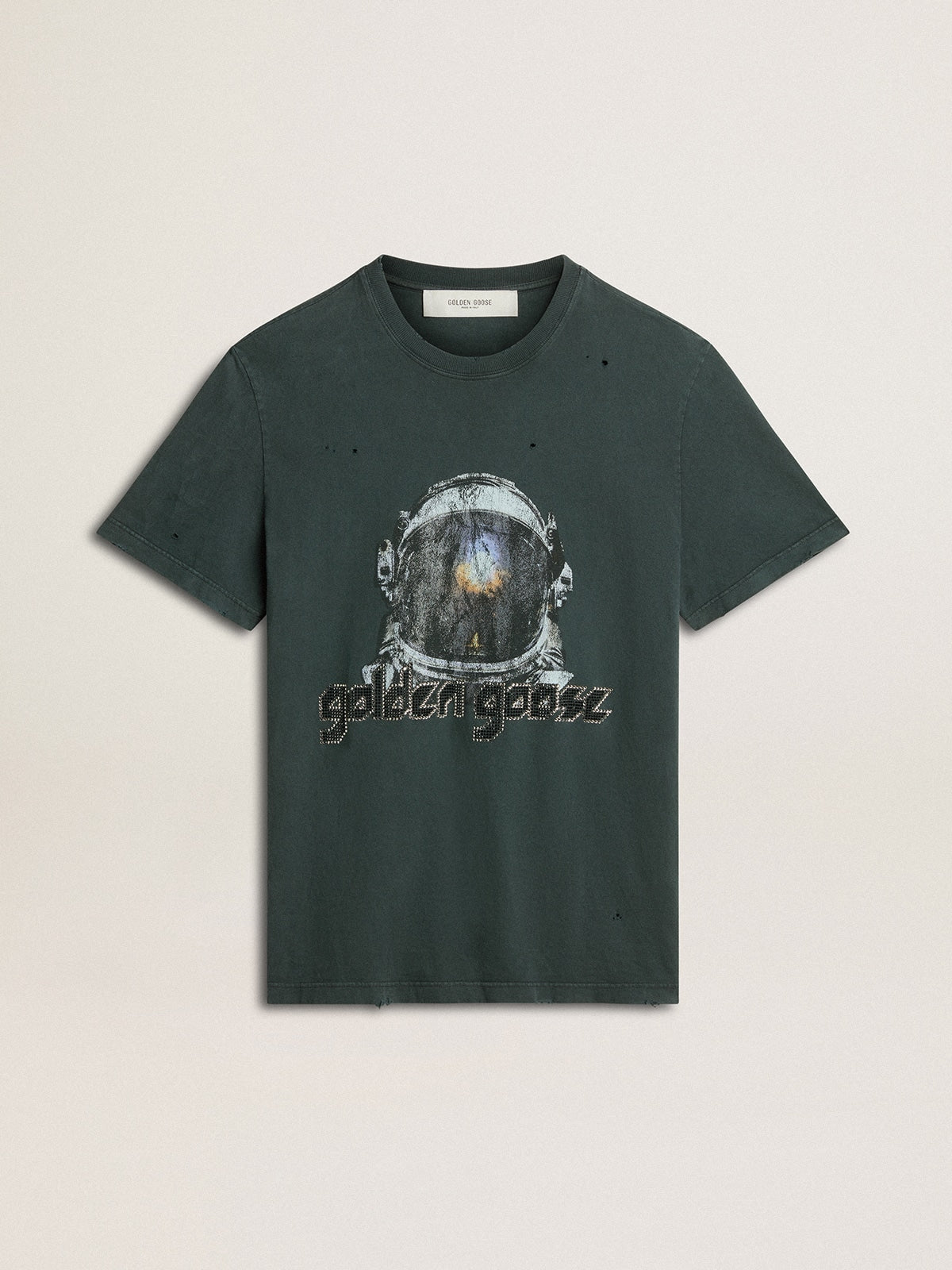 Black T-shirt with multicolor print| Golden Goose