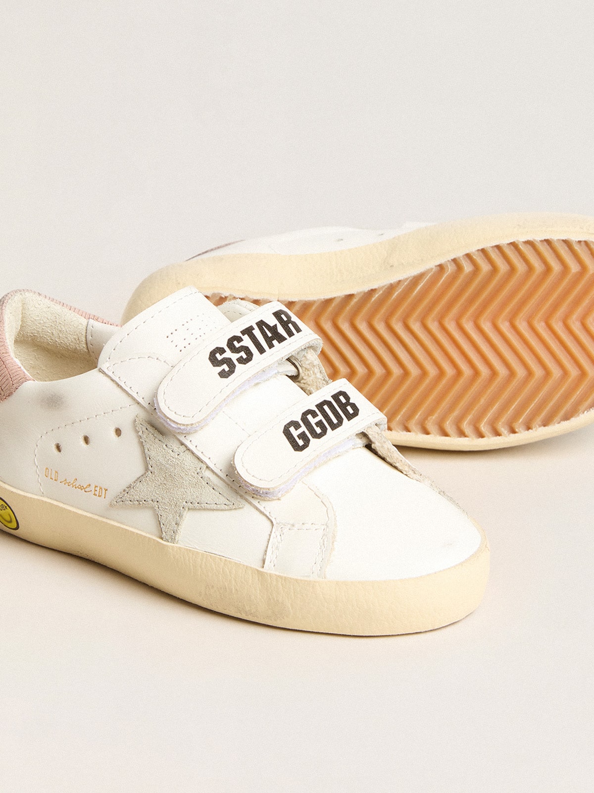 Junior Old School in leather with gray suede star and old rose heel tab| Golden Goose