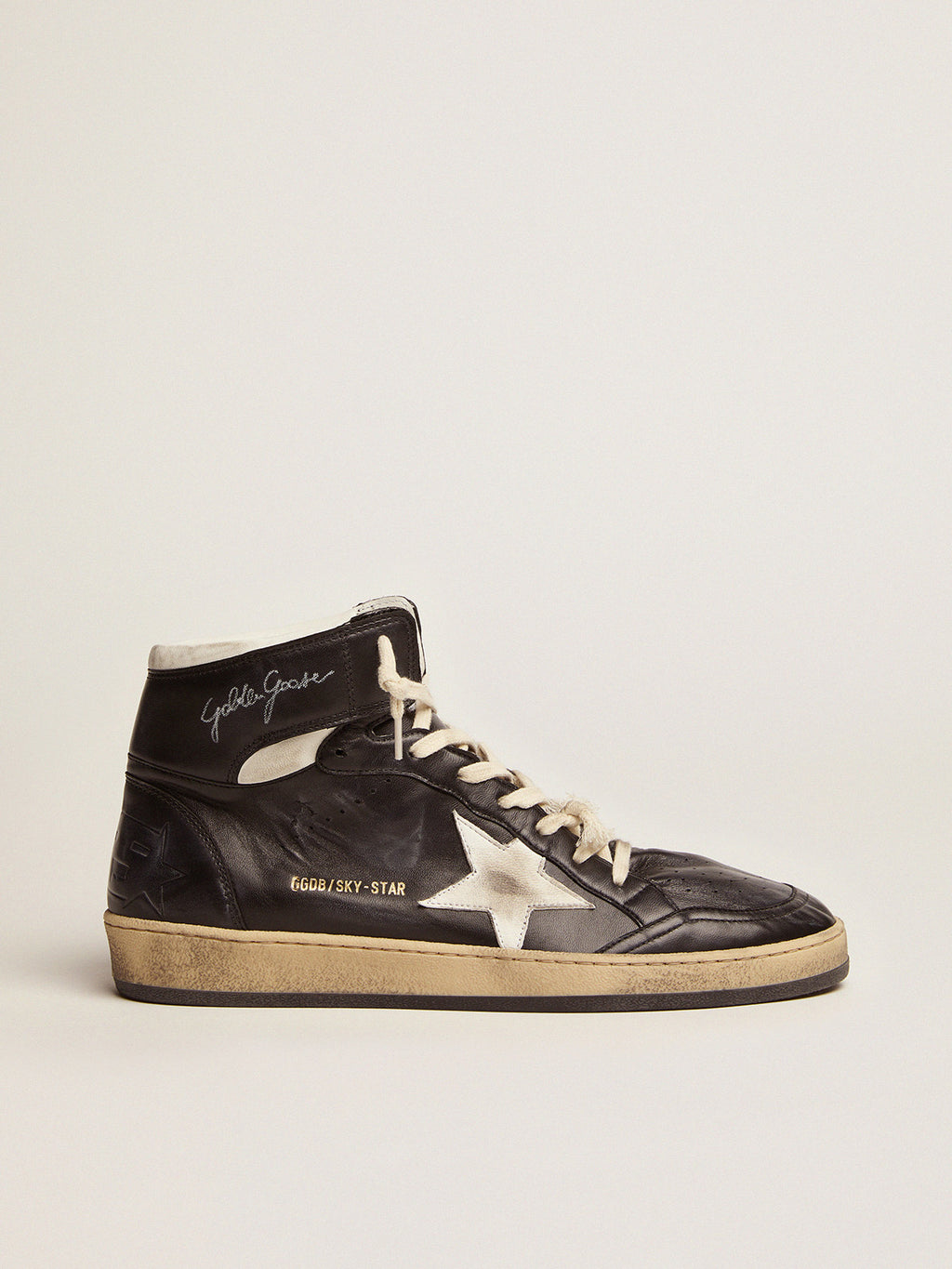 Men's Sky-Star in black nappa with white star| Golden Goose