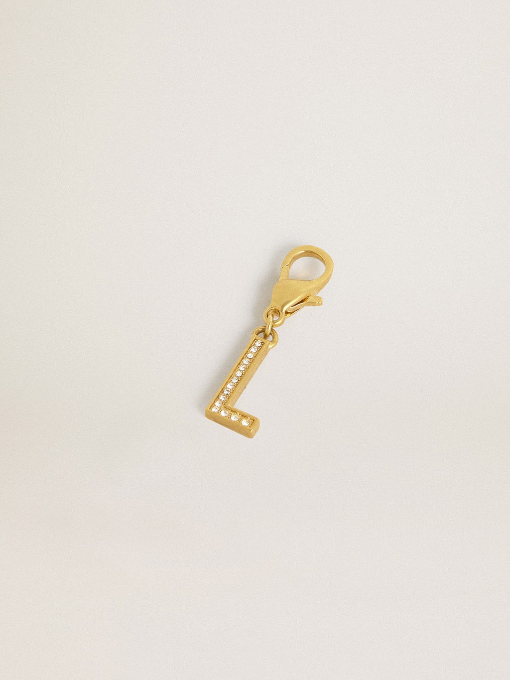 Letter L charm in gold-colored brass with crystals| Golden Goose