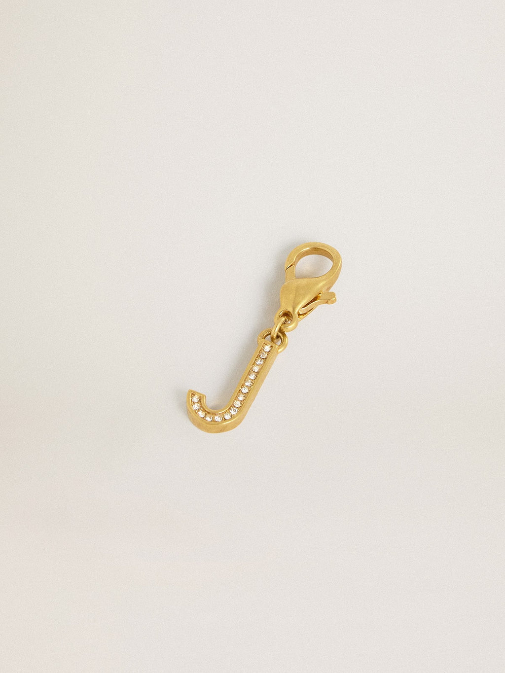Letter J charm in gold-colored brass with crystals| Golden Goose