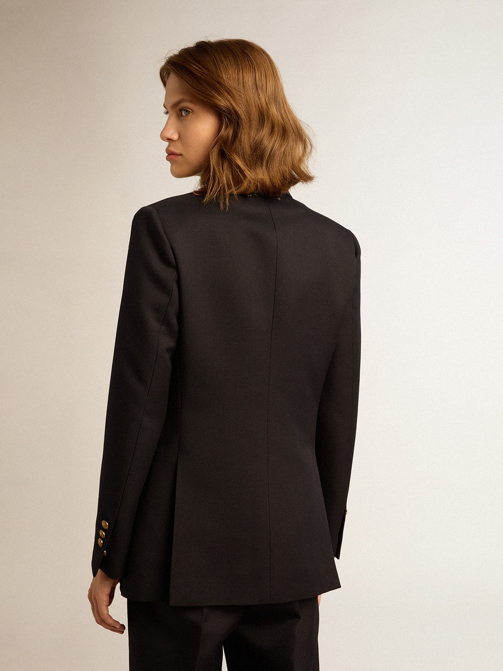 Women's double-breasted blue blazer| Golden Goose