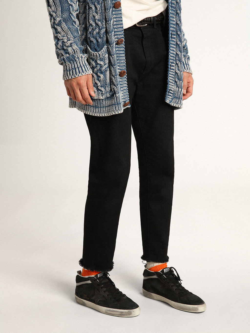 Men's Mid Star in nubuck with black leather star and silver flash| Golden Goose
