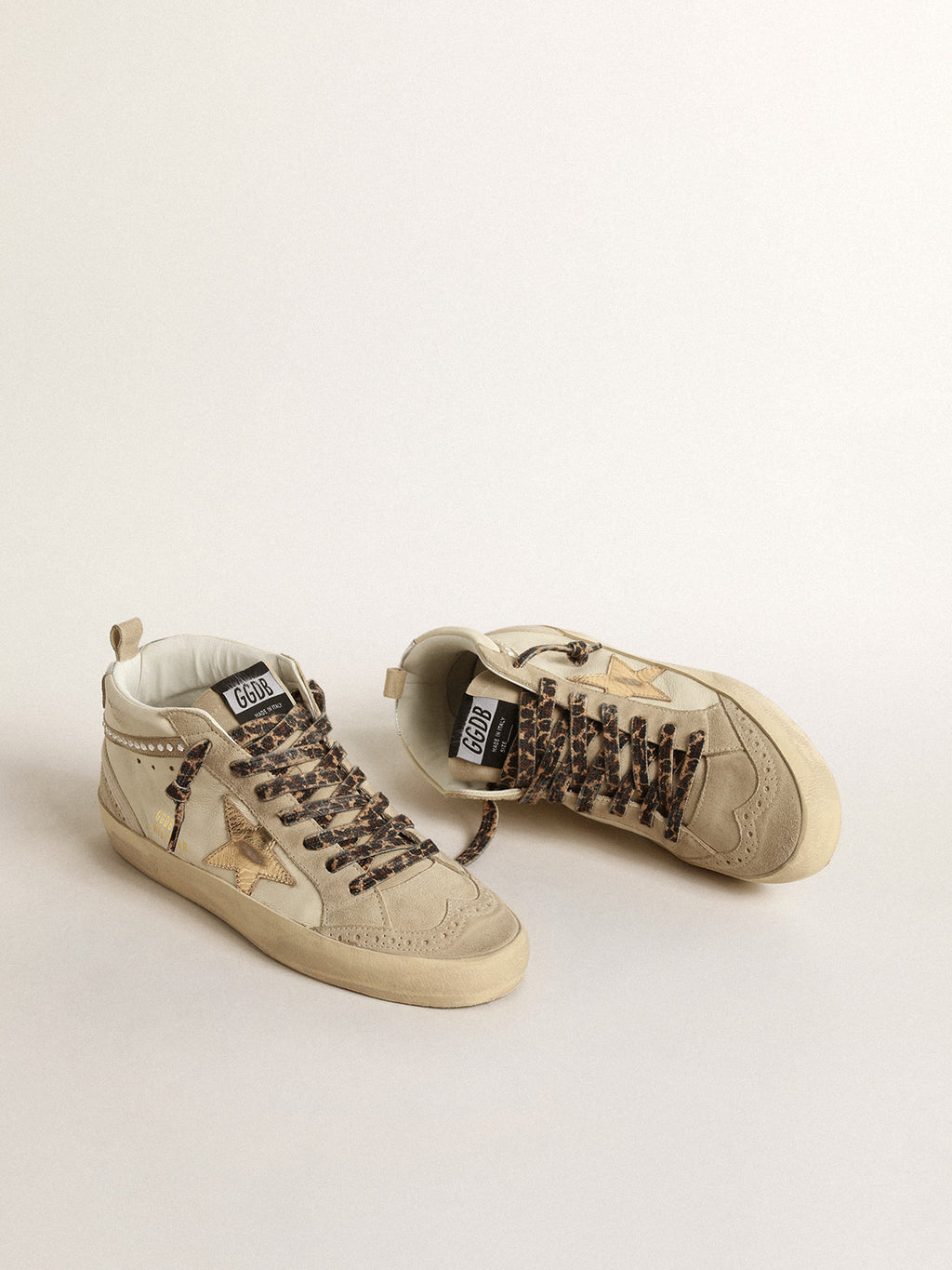 Mid Star with metallic leather star, and flash with crystals| Golden Goose