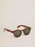 Sunglasses Panthos model with havana frame and gold details| Golden Goose