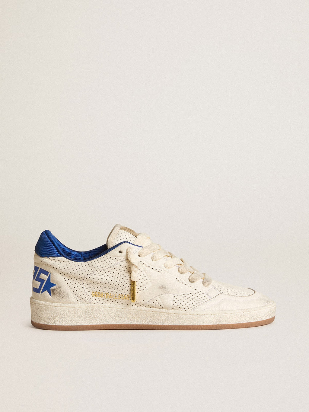 Ball Star in perforated nappa with white star and blue nylon heel tab| Golden Goose