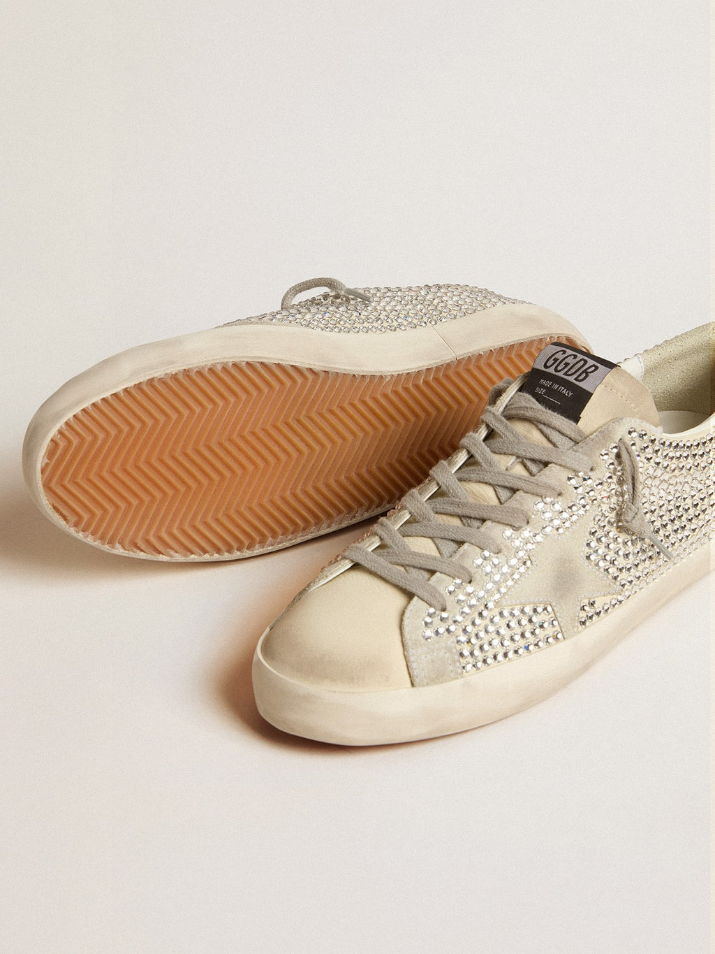 Super-Star in nubuck with Swarovski crystals and ice-gray suede star| Golden Goose