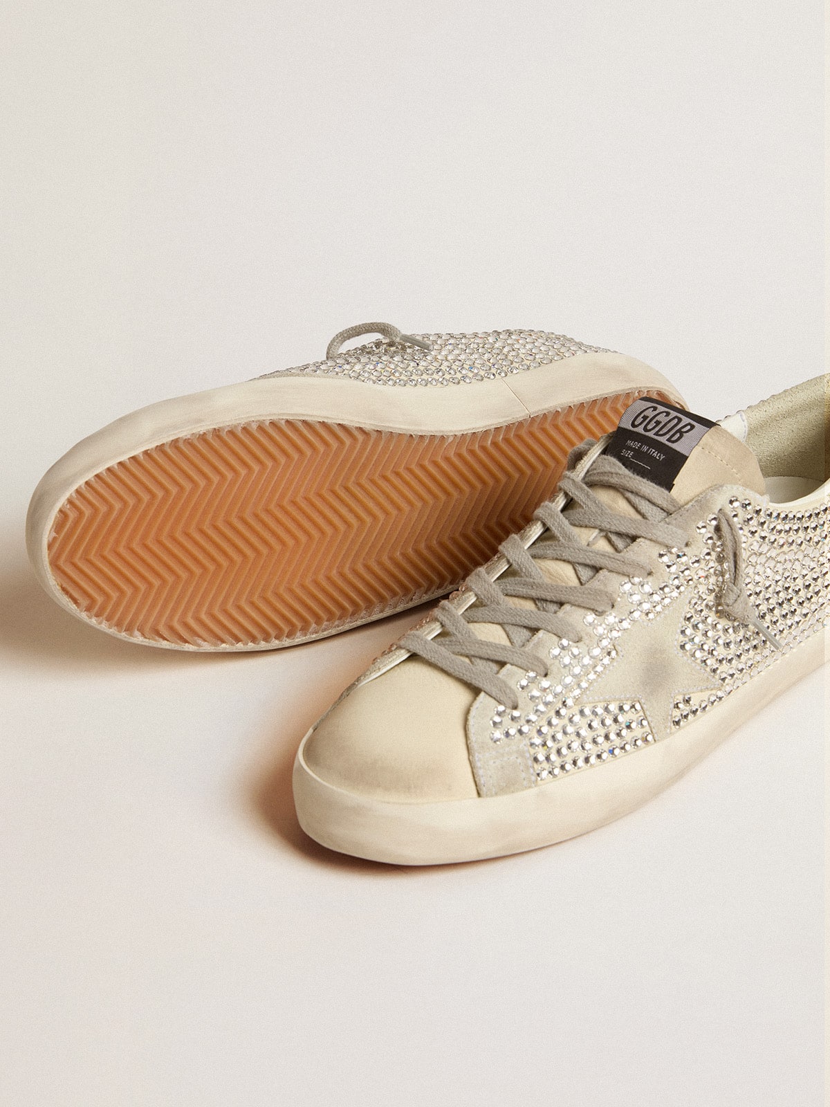 Super-Star in nubuck with Swarovski crystals and ice-gray suede star| Golden Goose
