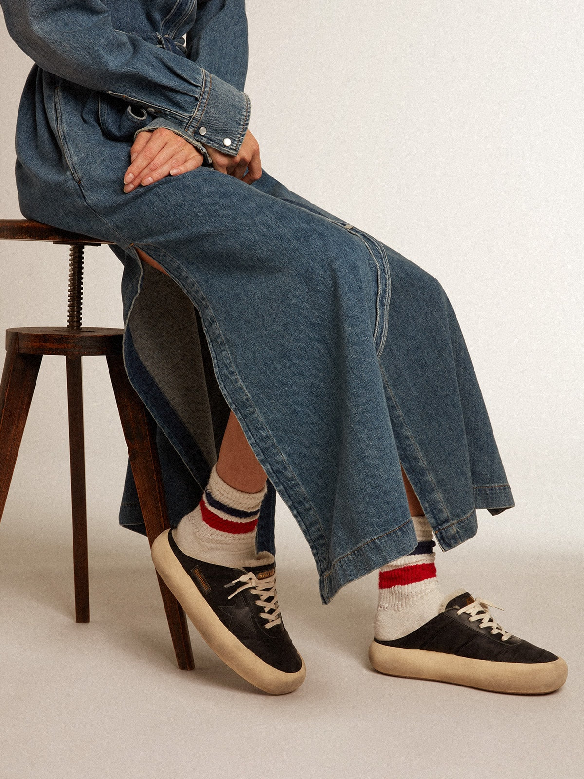 Women's Space-Star Sabots with leather star and shearling lining| Golden Goose
