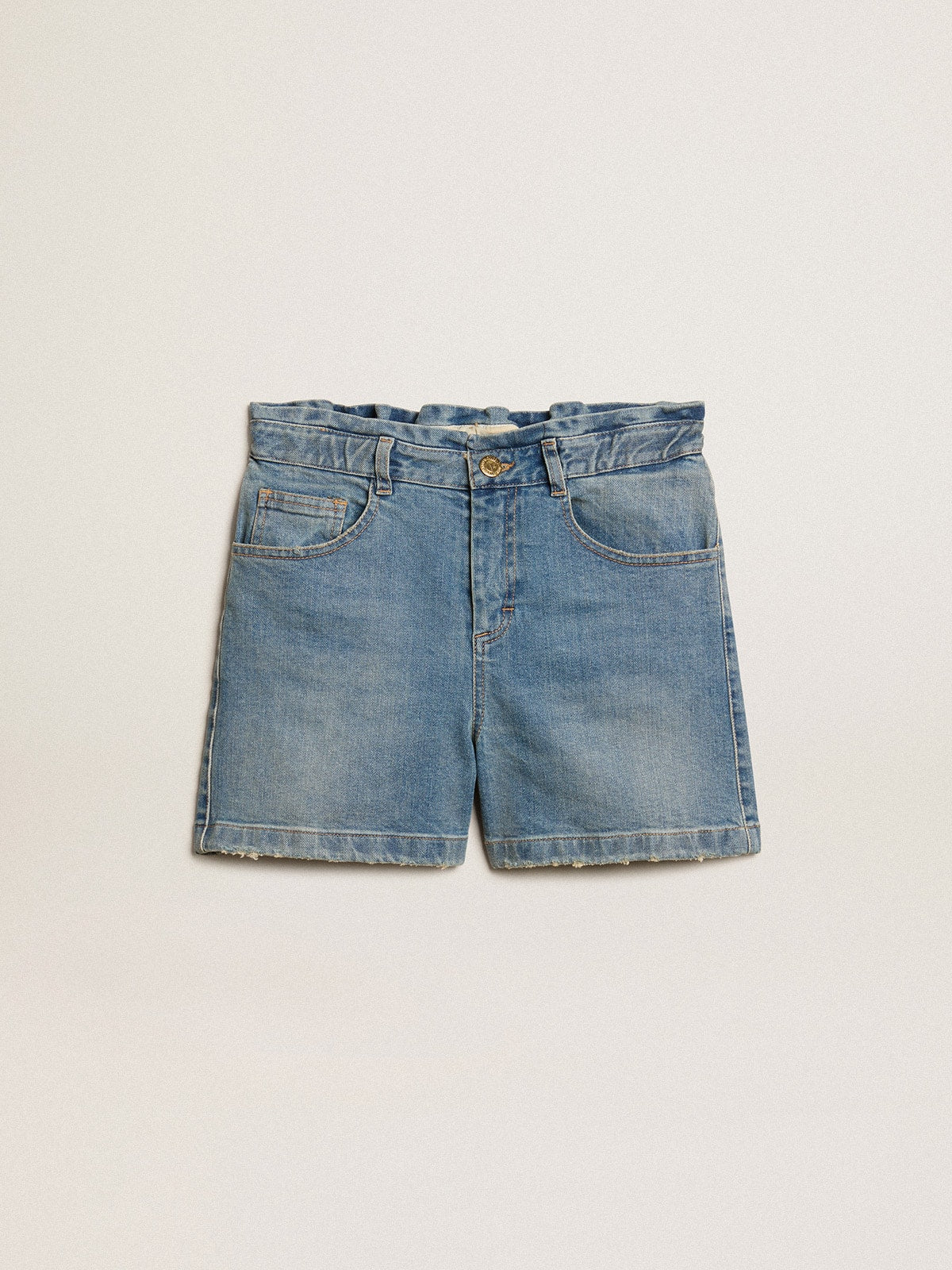 Girls' denim shorts with distressed finish| Golden Goose