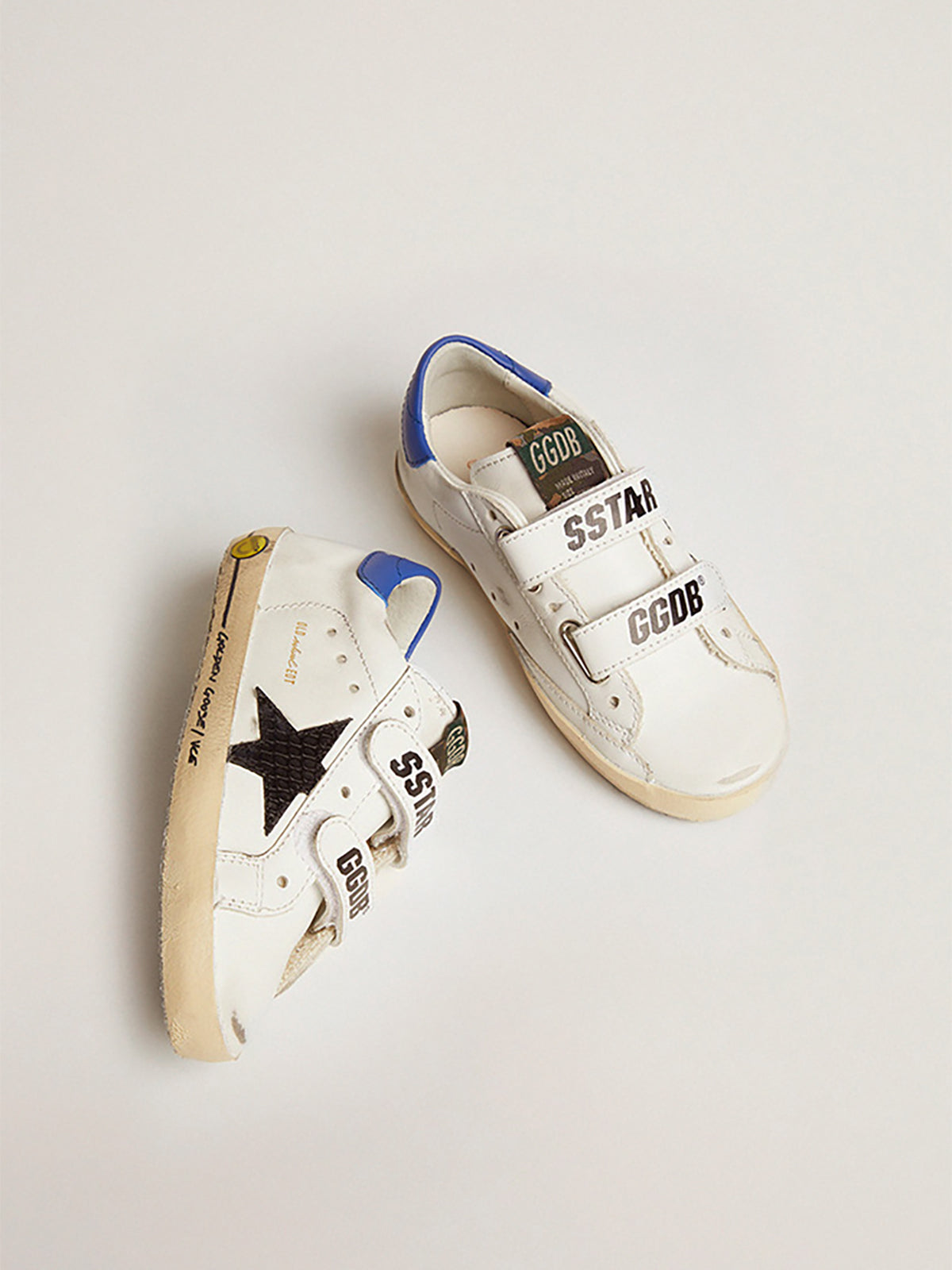 Young Old School with black snake print leather star and blue heel| Golden Goose