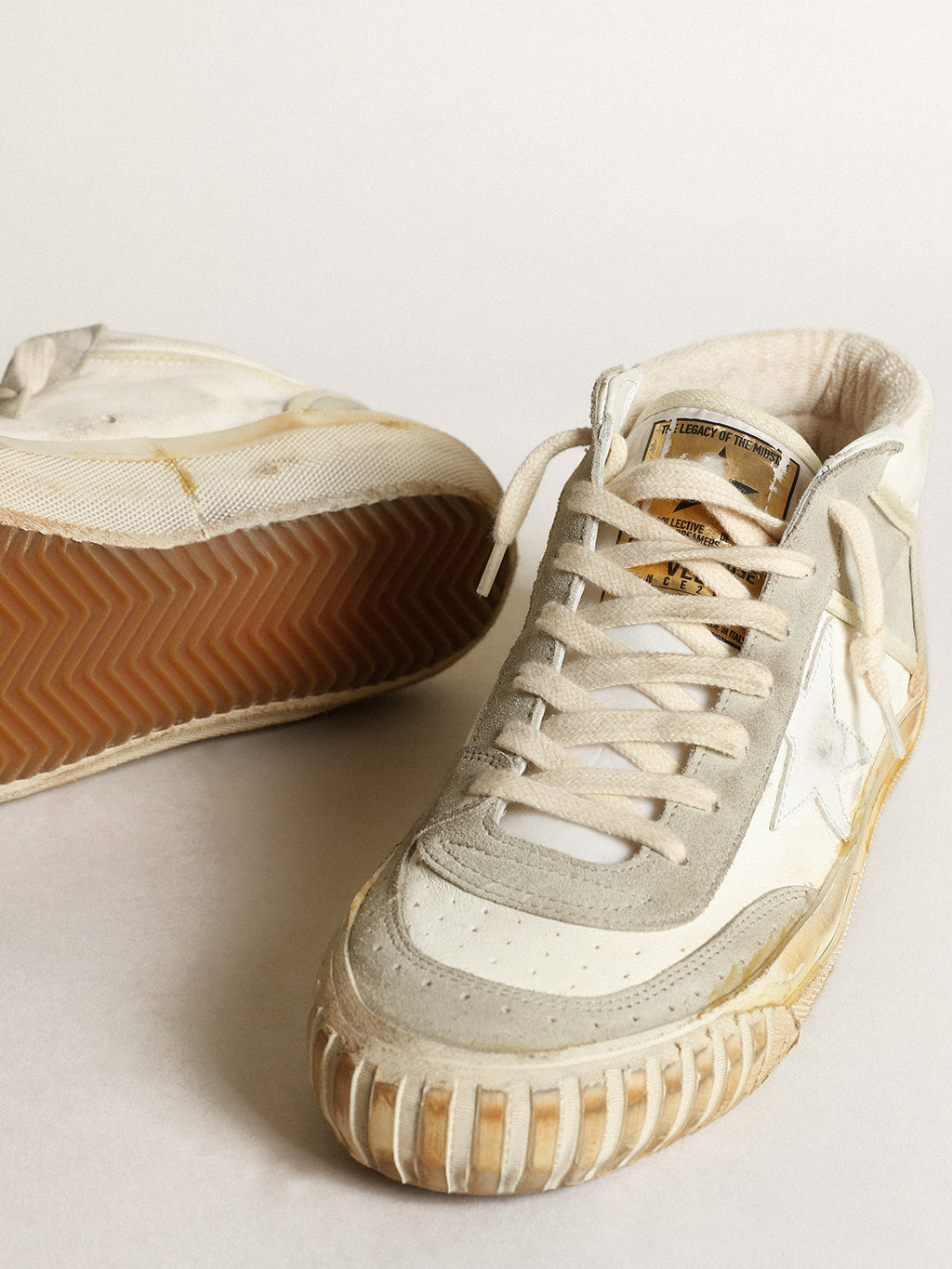 Men's Mid Star with ice-gray suede inserts and white star| Golden Goose