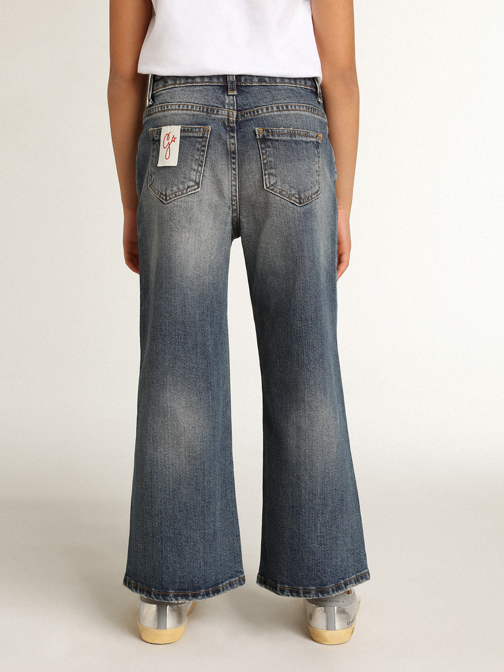 Wide-leg jeans in mid-blue bull denim| Golden Goose