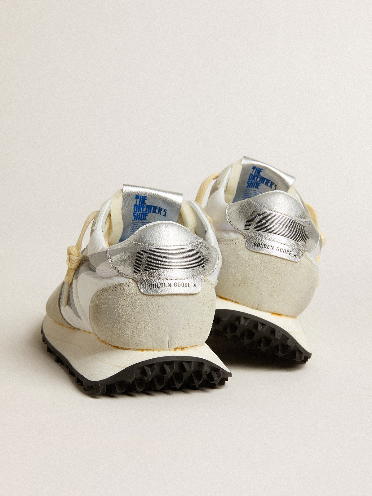 Men's Marathon with white nylon upper and silver star| Golden Goose