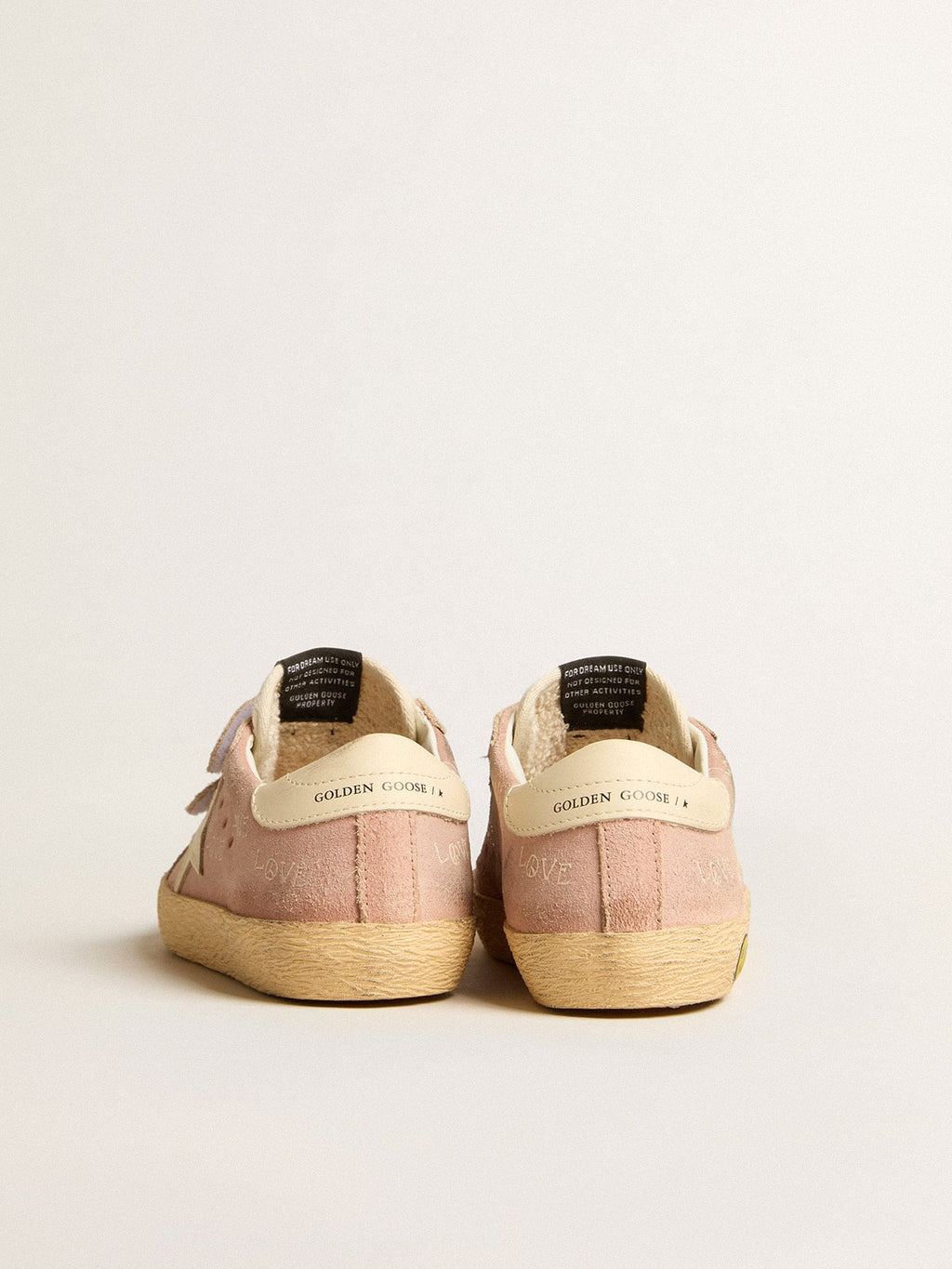 Old School Junior in pink suede with cream leather star and heel tab| Golden Goose