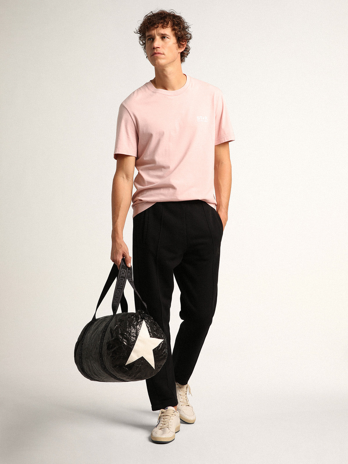 Star Collection black duffle bag with side white stars| Golden Goose