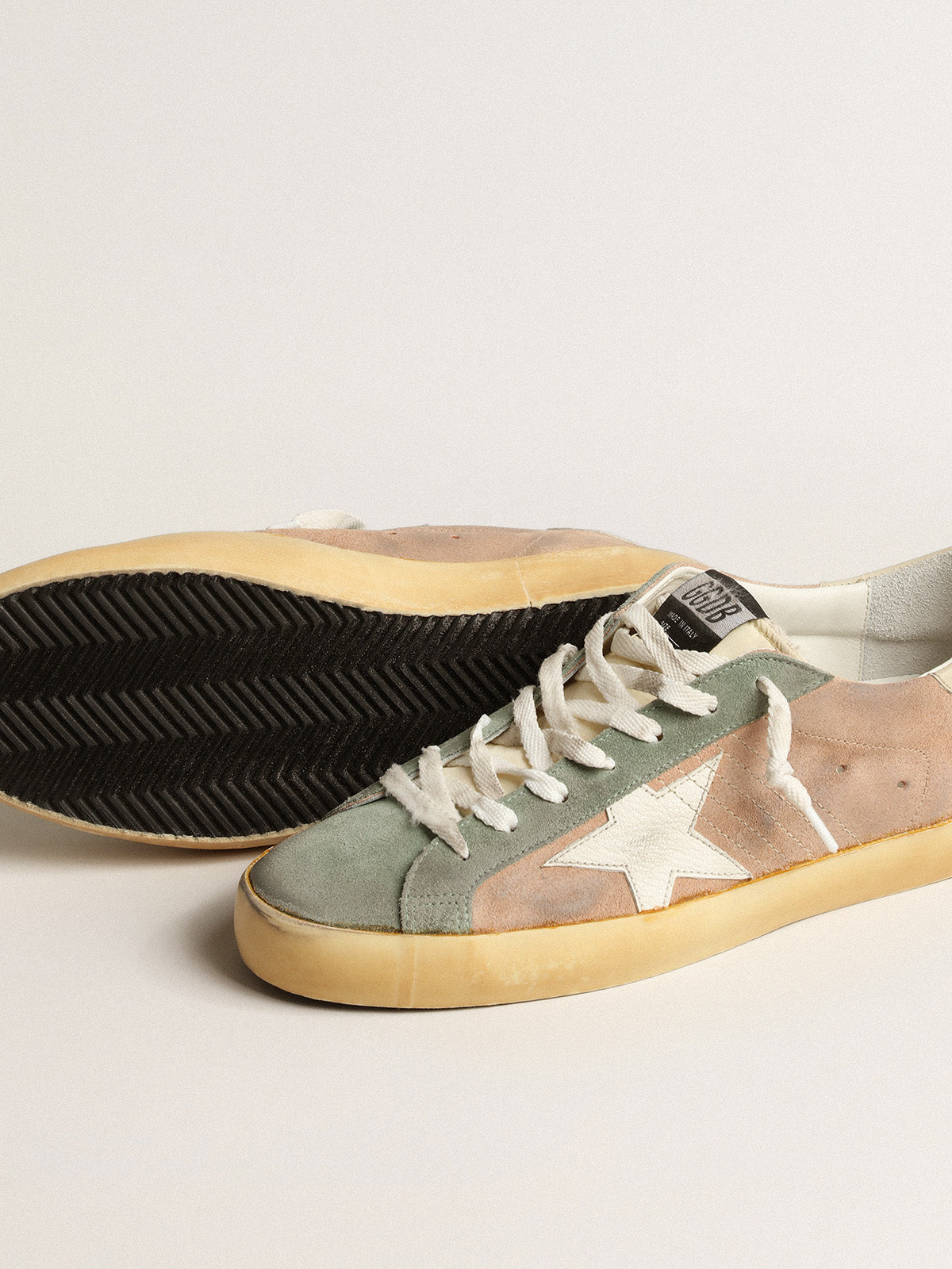 Super-Star in brown and green suede with white nappa leather star| Golden Goose