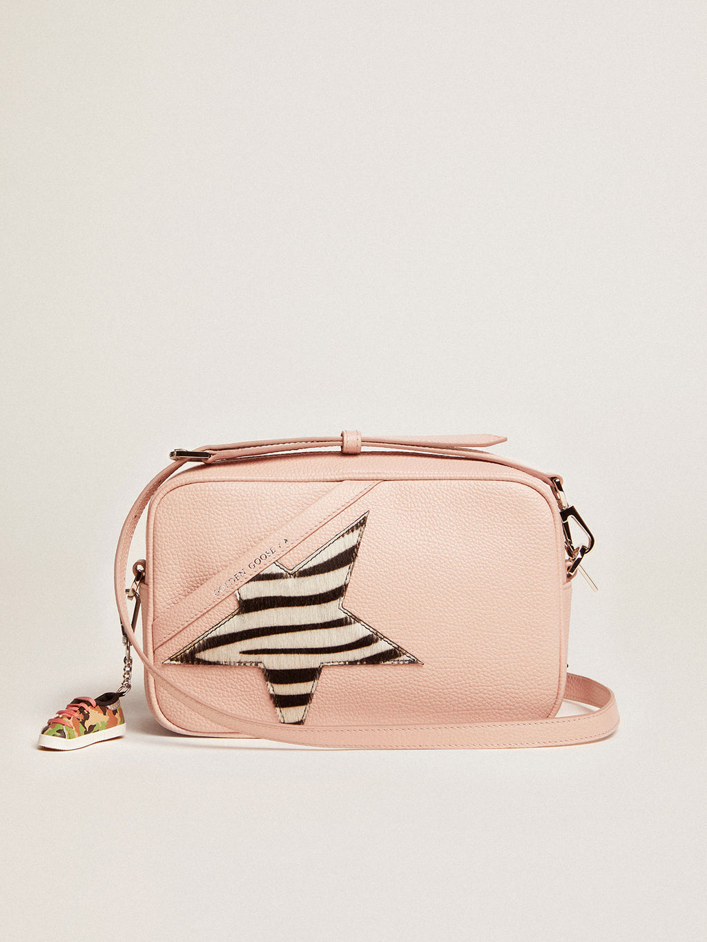 Women's Star Bag in pink leather with zebra print pony skin star| Golden Goose