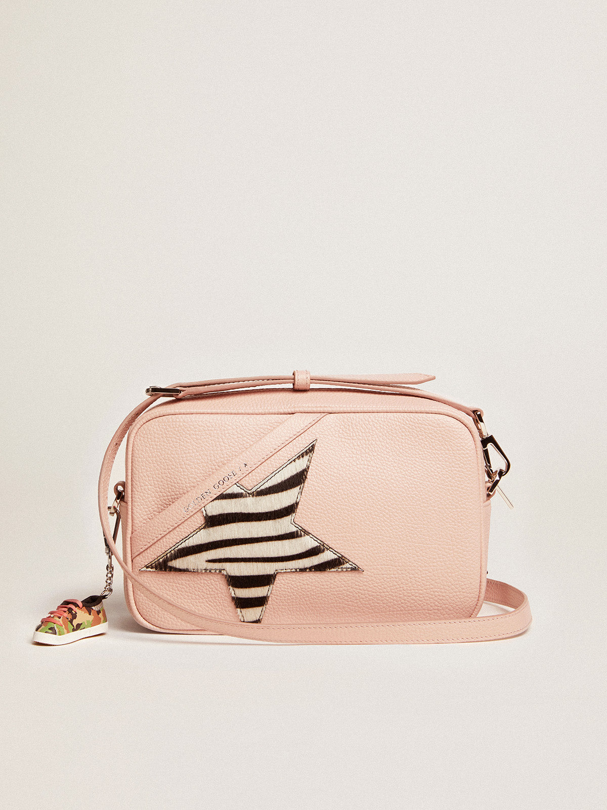 Women's Star Bag in pink leather with zebra print pony skin star| Golden Goose