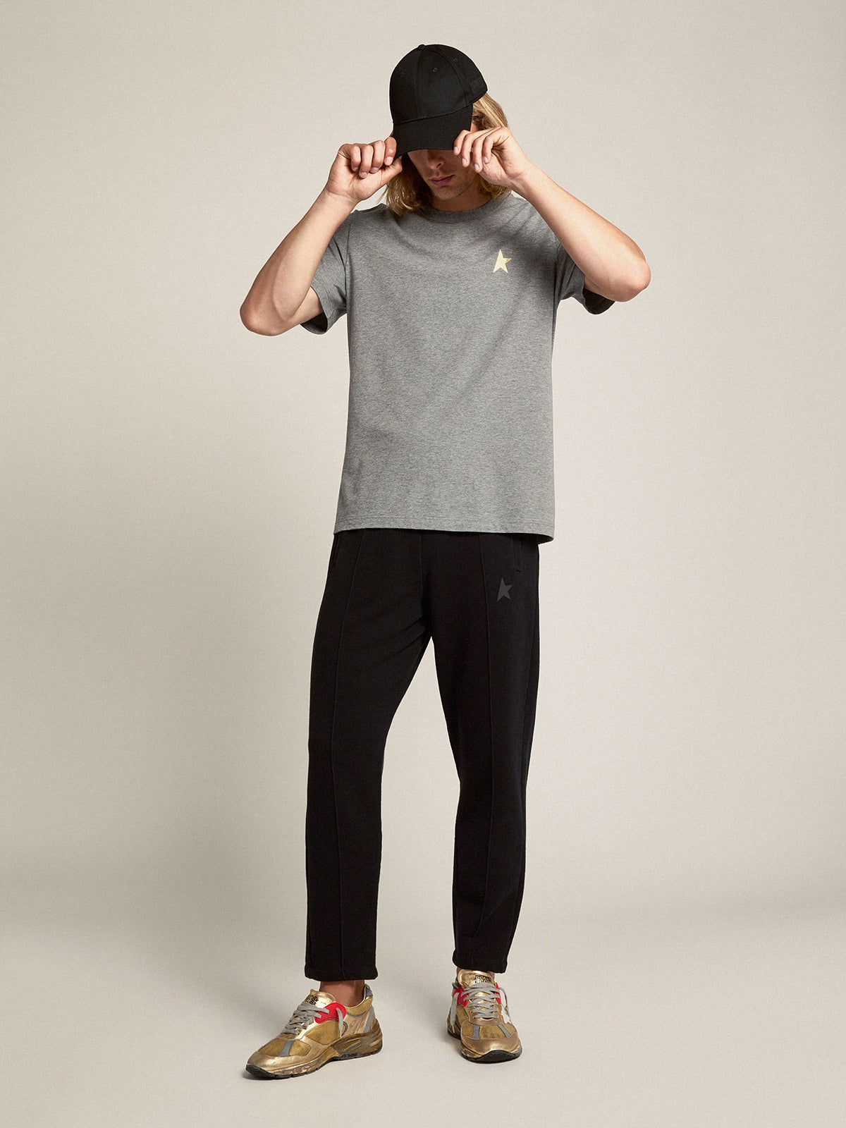 Men's black joggers with star on the front| Golden Goose