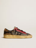 Men's Stardan LAB in mesh with black leather inserts and leopard heel tab| Golden Goose