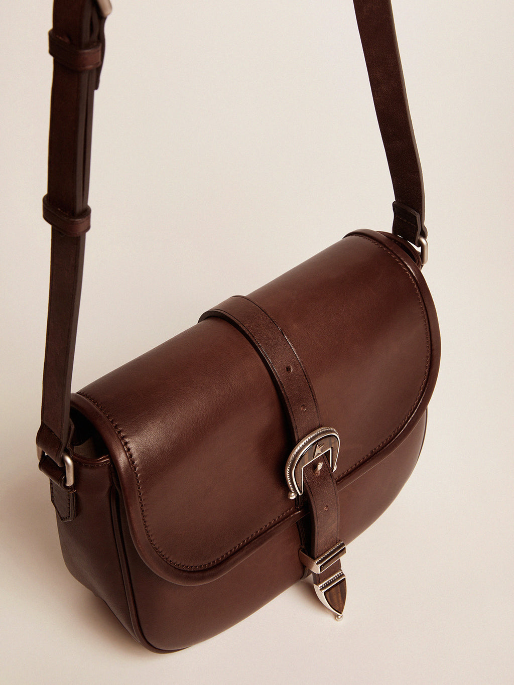 Medium Rodeo Bag in dark tan leather| Golden Goose