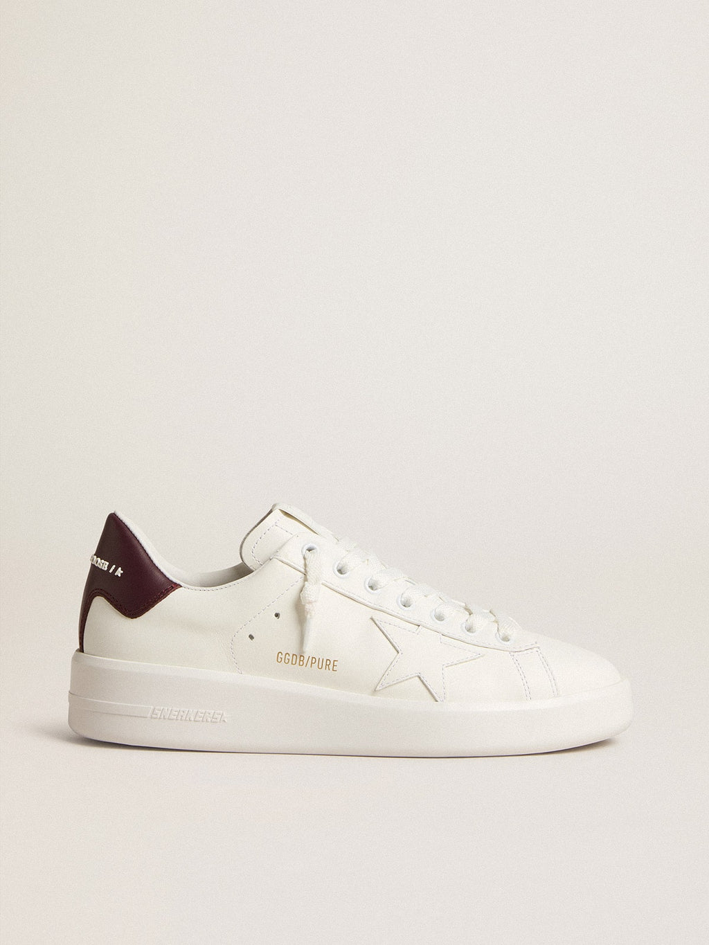Purestar with white leather star and plum leather heel tab| Golden Goose