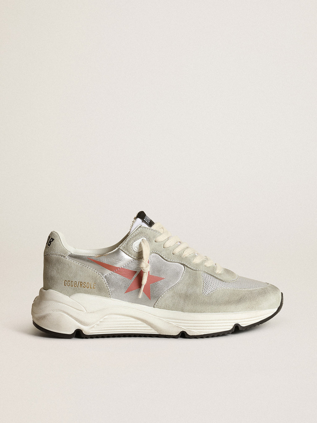 Women's Running Sole in silver leather with ice-gray inserts| Golden Goose