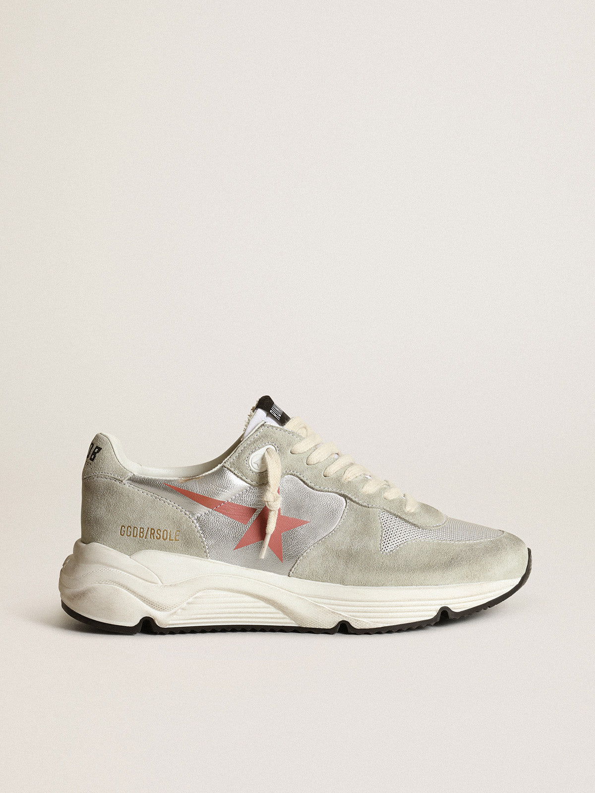 Women's Running Sole in silver leather with ice-gray inserts| Golden Goose