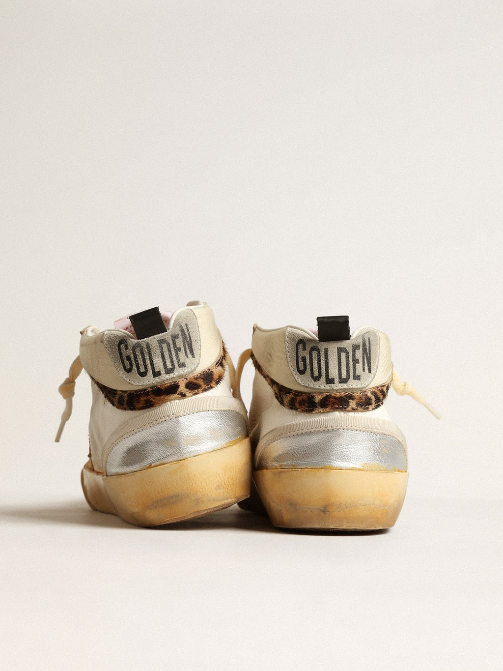 Mid Star LTD with silver metallic leather inserts and pink star| Golden Goose