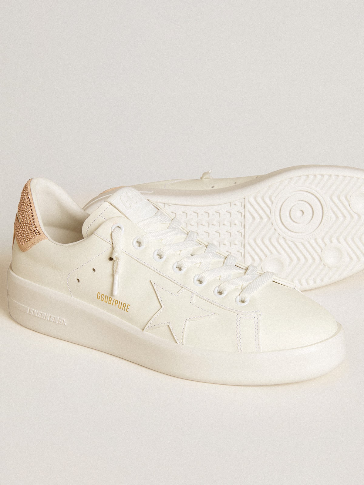 Purestar with leather star and suede heel tab with Swarovski crystals| Golden Goose