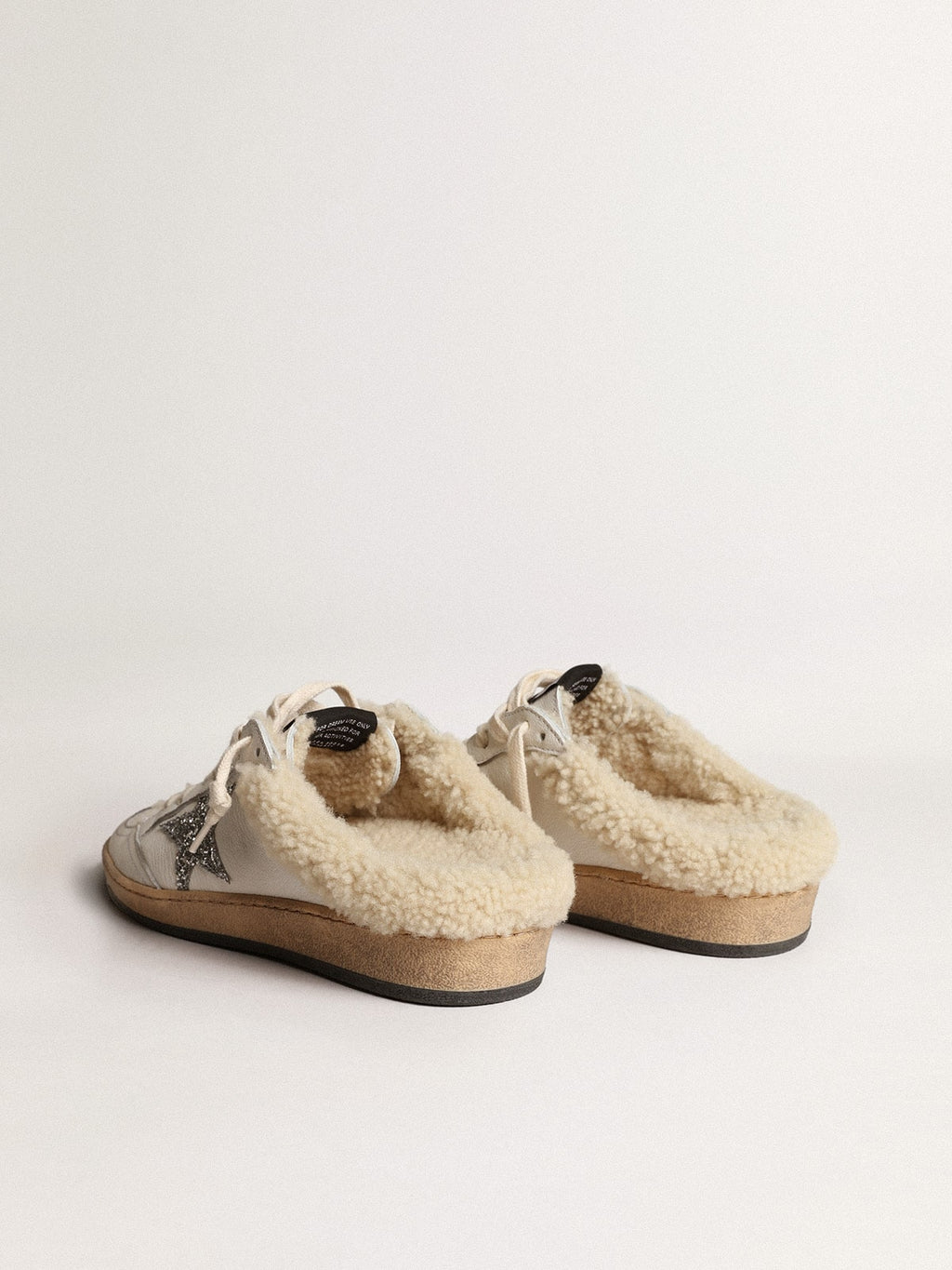 Ball Star Sabots with glitter star and shearling lining| Golden Goose