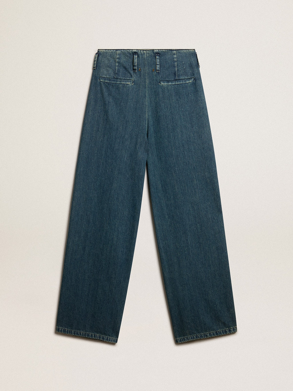 Women's blue cotton pleated pants| Golden Goose