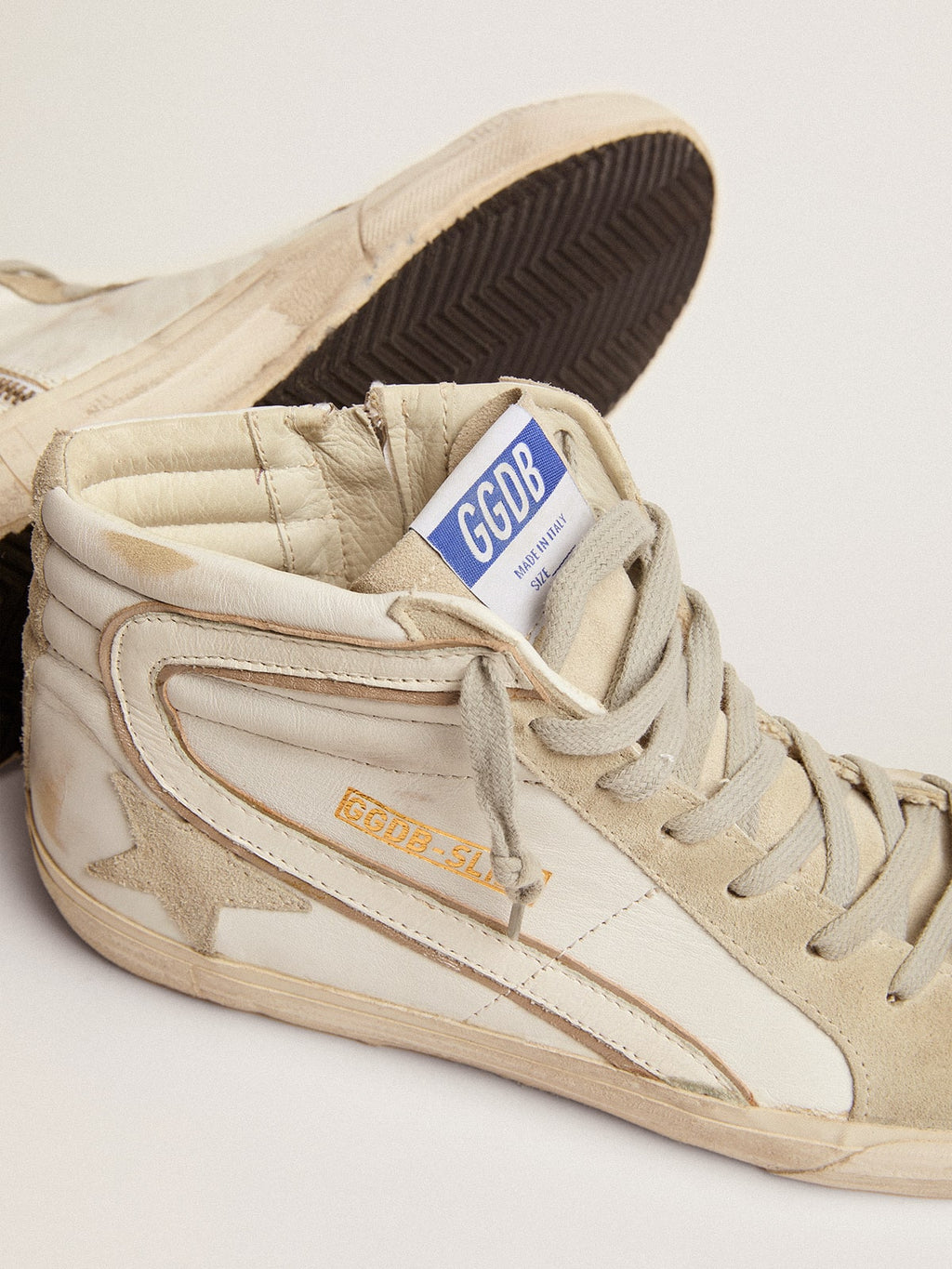 Men's Slide in leather with suede details| Golden Goose