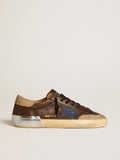 Men's Super-Star in leather with blue leather star and beige nubuck heel tab| Golden Goose