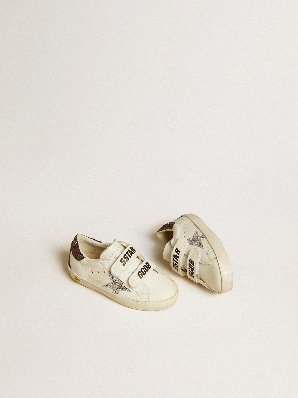 Old School Young with silver glitter star and glitter heel tab| Golden Goose